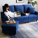 カウチソファ 3人掛け 布地 ファブリック フェイクレザー 合革 カウチ オットマン スツール 足置き ポケットコイル S字バネ ローソファ 脚 クッション付き 【納期A】【szo-rk3p】