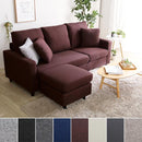 カウチソファ 3人掛け 布地 ファブリック フェイクレザー 合革 カウチ オットマン スツール 足置き ポケットコイル S字バネ ローソファ 脚 クッション付き 【納期A】【szo-rk3p】