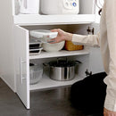 食器棚 鏡面 大型 コンセント付き 可動棚 スライトレー 鏡面 幅90cm ガラス扉 ラック キッチンラック 収納 レンジラック 白 ホワイト シンプル 北欧 おしゃれ 【納期E】【szo-rme-1890】