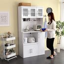 食器棚 鏡面 大型 コンセント付き 可動棚 スライトレー 鏡面 幅90cm ガラス扉 ラック キッチンラック 収納 レンジラック 白 ホワイト シンプル 北欧 おしゃれ 【納期E】【szo-rme-1890】