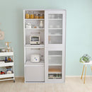 食器棚 スライド ガラス扉 キッチン収納 キッチン 引き戸 スライド棚 レンジラック 可動棚 トレー コンセント 引き出し おしゃれ スタイリッシュ シンプル 北欧 【納期A】【szo-sgdl-18100】