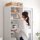 食器棚 スライド ガラス扉 キッチン収納 キッチン 引き戸 スライド棚 レンジラック 可動棚 トレー コンセント 引き出し おしゃれ スタイリッシュ シンプル 北欧 【納期A】【szo-sgdl-18100】