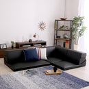 フロアソファ レザー風 PVC 北欧 三人掛け ローソファ 【納期E】【szo-sh-07-lpg】