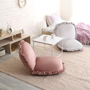 座椅子 おしゃれ コンパクト 北欧 かわいい ガーリー ロマンチック ベロア フリル くすみカラー リクライニング フラット クッション性 厚み ふっくら 日本製 【納期E】【szo-sh-07-okbf】