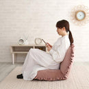 座椅子 おしゃれ コンパクト 北欧 かわいい ガーリー ロマンチック ベロア フリル くすみカラー リクライニング フラット クッション性 厚み ふっくら 日本製 【納期E】【szo-sh-07-okbf】