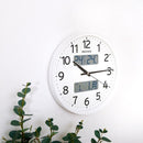 掛け時計 電波 おしゃれ シンプル アナログ 温度計 湿度計 カレンダー デジタル表示 連続秒針 丸型 円形 見やすい オフィス 職場 会社 家庭 白 ホワイト リズム 【納期E】【szo-sh-11-03sr03】