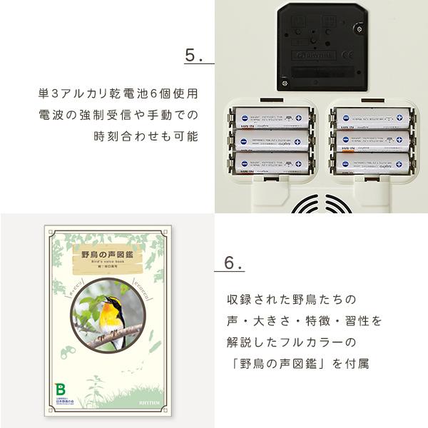 掛け時計 電波時計 壁時計 掛時計 見やすい シンプル おしゃれ かわいい ナチュラル 北欧 カフェ風 リビング ダイニング 鳥 鳴き声 野鳥 リズム製 RHYTHM 【納期E】【szo-sh-11-409sr06】