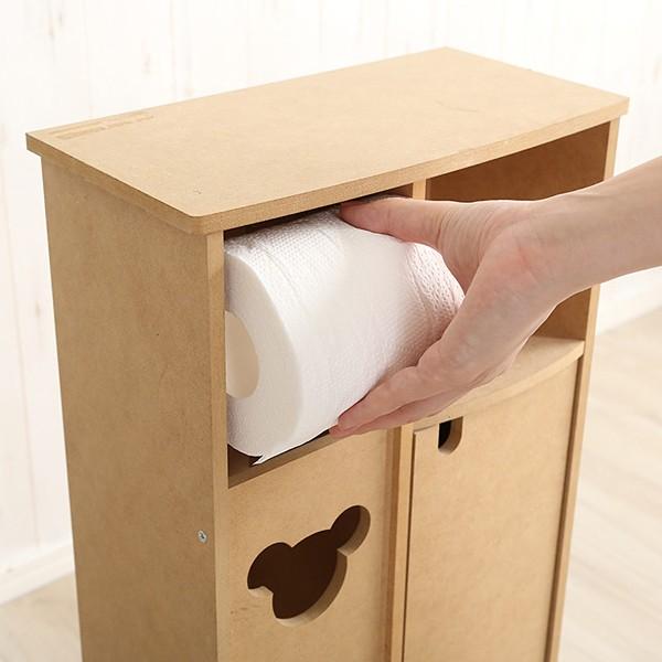 トイレラック スリム 薄型 トイレットペーパー 収納庫 トイレ用品 扉付き おしゃれ かわいい 【納期E】【szo-sh-12-bwtr】