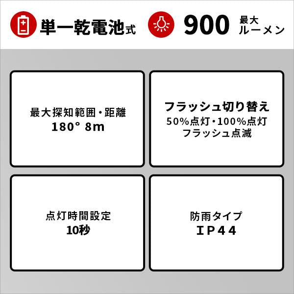 センサーライト LEDライト 防犯ライト 屋外 玄関 駐車場 ガレージ カーポート 車庫 庭先 照明 乾電池式 防水 防雨 クランプ 取り付け 泥棒 対策 車上荒らし 盗難 【納期C】【szo-sh-17-ml12】