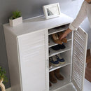 下駄箱 おしゃれ 収納 スリム ルーバー扉 シューズボックス 【納期A】【szo-slb-9075】