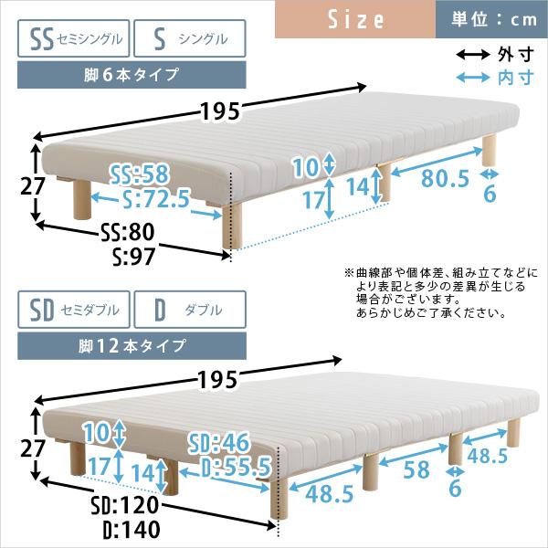 マットレス 脚付き セミダブル SD サイズ 北欧 おしゃれ 一体型 高反発 ウレタン 弾力 脚 足 木製 圧縮梱包 搬入しやすい マンション エレベーター 【納期A】【szo-urm-03sd】