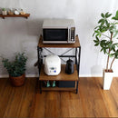 レンジ台 幅60cm スリム 小型 ミニ 小さい サイズ レンジラック 電子レンジ棚 3段 おしゃれ スライドトレー オープンラック 収納 ナチュラル インテリア 北欧 【納期C】【szo-vad-rl】