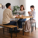 ダイニングセット 3点 ダイニングテーブル ダイニングベンチ 北欧 おしゃれ ナチュラル 木目 4人掛け 四人用 スチール脚 西海岸風 インダストリアル カフェ風 【納期C】【szo-vdbb-3】