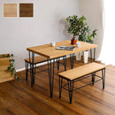 ダイニングセット 3点 ダイニングテーブル ダイニングベンチ 北欧 おしゃれ ナチュラル 木目 4人掛け 四人用 スチール脚 西海岸風 インダストリアル カフェ風 【納期C】【szo-vdbb-3】