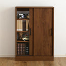 カウンター下収納 引き戸 薄型 スリム おしゃれ ビンテージ風 約90cm幅 高さ85cm 木目 北欧 ナチュラル カフェ風 モダン レトロ 可動棚 壁寄せ 目隠し 収納棚 【納期C】【szo-vkss-9015】