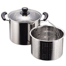 パスタ鍋 IH対応 パスタ用鍋 なべ 寸胴鍋 ih ガラス蓋付き スパゲティ スパゲッティ 麺類 ゆがく 茹でる 中子取り外し 使いやすい 茹で 煮込む ステンレス製 【納期A】【toh-220775】