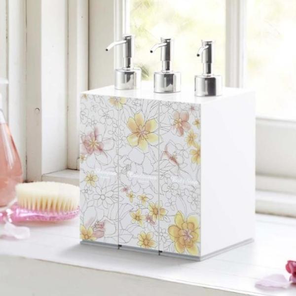 ディスペンサーボトル シャンプー用 コンディショナー用 ボディソープ用 花柄 おしゃれ かわいい 山崎実業 【納期A】【toh-243378】