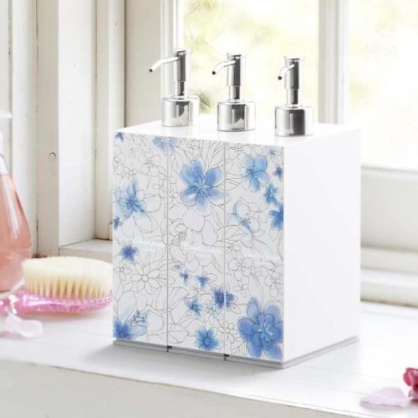 ディスペンサーボトル シャンプー用 コンディショナー用 ボディソープ用 花柄 おしゃれ かわいい 山崎実業 【納期A】【toh-243378】