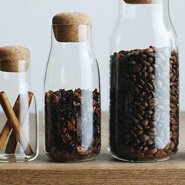保存瓶 耐熱ガラス オシャレ 密閉 ガラス製 コルク蓋 300ml 保存容器 調味料 コーヒー豆 シュガーポット ミルクピッチャー 【納期A】【toh-245139】