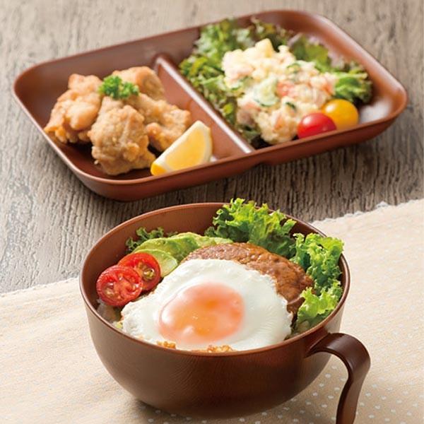 仕切り皿 2つ 和食器 和風 2つ仕切り皿 皿 プレート 木目 ウッド 国産 日本製 電子レンジ対応 山中塗 漆器 【納期A】【toh-248288】