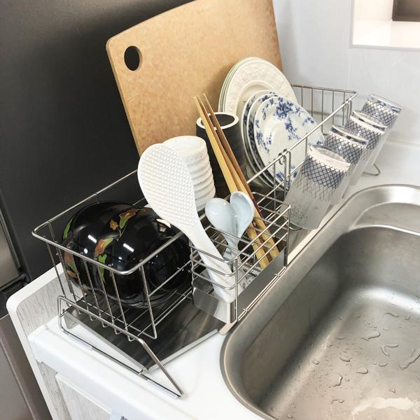 水切りラック ステンレス 水切りかご スリム 小型 細い コンパクト カゴ 水切りトレー シンク 水切り籠 水垢 付きにくい 日本製 マンション ひとり暮らし 一人 【納期A】【toh-280164】