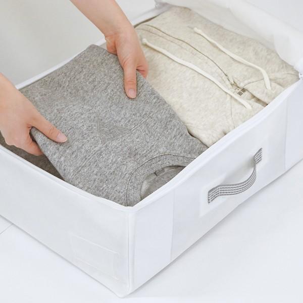 収納袋 衣類 服 取っ手付き 不織布 クローゼット シンプル 白 ホワイト 【納期A】【toh-284870】