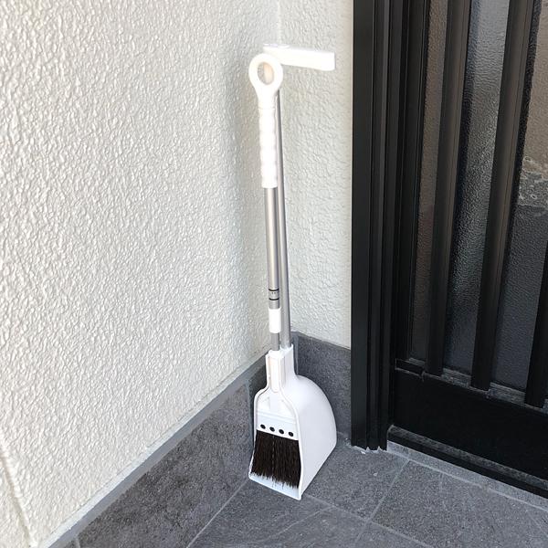 掃除セット ほうき ちりとり 伸縮式 コンパクト 小型 側溝 みぞ 隙間 すき間 ベランダ マンション 掃除用具 箒 塵取り 壁際 左利き 日本製 【納期A】【toh-292244】
