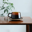 コップ ソーサー セット コースター マグカップ ガラス製 アンティーク調 セピア カラー アンバー 茶色 レトロ おしゃれ 耐熱ガラス 270ml kinto キントー 【納期A】【toh-294300】