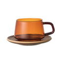 コップ ソーサー セット コースター マグカップ ガラス製 アンティーク調 セピア カラー アンバー 茶色 レトロ おしゃれ 耐熱ガラス 270ml kinto キントー 【納期A】【toh-294300】