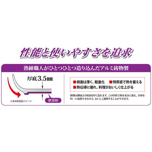 フライパン 24cm 直径 アルミ 鋳物製 IH対応 直火 ガス対応 日本製 容量 2L 熱伝導 厚底 テフロンコーティング テフロンプロファイル 汚れ防止 お手入れ簡単 【納期A】【toh-307838】