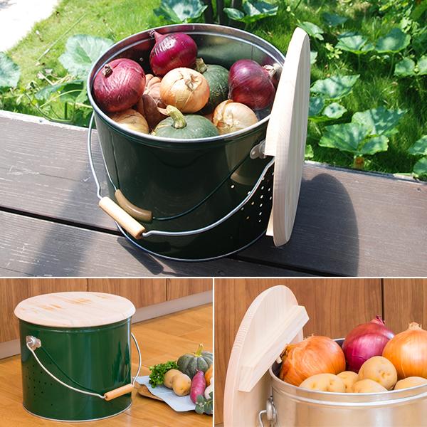 野菜ストッカー 収納容器 収納ボックス 収納庫 入れ物 保存容器 通気性 鮮度維持 ひのき 檜 桧 おしゃれ インテリア オバケツ 日本製 【納期A】【toh-312890】