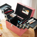 コスメボックス アクセサリーボックス 鏡付き ミラー 大容量 コスメケース アクセサリーケース 収納 メイクボックス 黒 ブラック ピンク おしゃれ 持ち運び 携帯 【納期A】【toh-313315】