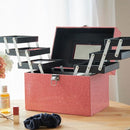 コスメボックス アクセサリーボックス 鏡付き ミラー 大容量 コスメケース アクセサリーケース 収納 メイクボックス 黒 ブラック ピンク おしゃれ 持ち運び 携帯 【納期A】【toh-313315】