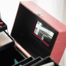 コスメボックス アクセサリーボックス 鏡付き ミラー 大容量 コスメケース アクセサリーケース 収納 メイクボックス 黒 ブラック ピンク おしゃれ 持ち運び 携帯 【納期A】【toh-313315】