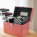 コスメボックス アクセサリーボックス 鏡付き ミラー 大容量 コスメケース アクセサリーケース 収納 メイクボックス 黒 ブラック ピンク おしゃれ 持ち運び 携帯 【納期A】【toh-313315】