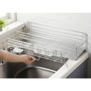 水切り 伸縮式 水切りラック 水切りかご 水切りカゴ ステンレス 大容量 シンク上 箸立て 日本製 トレー 斜め トレイ グラスホルダー フック カトラリー入れ 【納期A】【toh-346375】