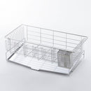 水切り 大容量 シンク上 スリム 水切りラック 水切りかご 水切りカゴ ステンレス 箸立て 日本製 金属製 トレー 斜め グラスホルダー フック カトラリー容器 【納期A】【toh-346377】