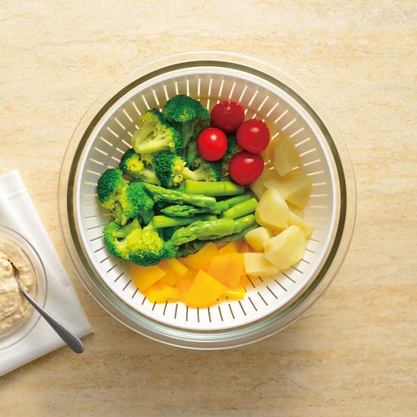 ボウル 電子レンジ対応 オーブン対応 調理ボウル ボール 時短 調理 料理 お椀 おしゃれ スタイリッシュ シンプル ザル ふた付き フタ 蓋 【納期A】【toh-349300】