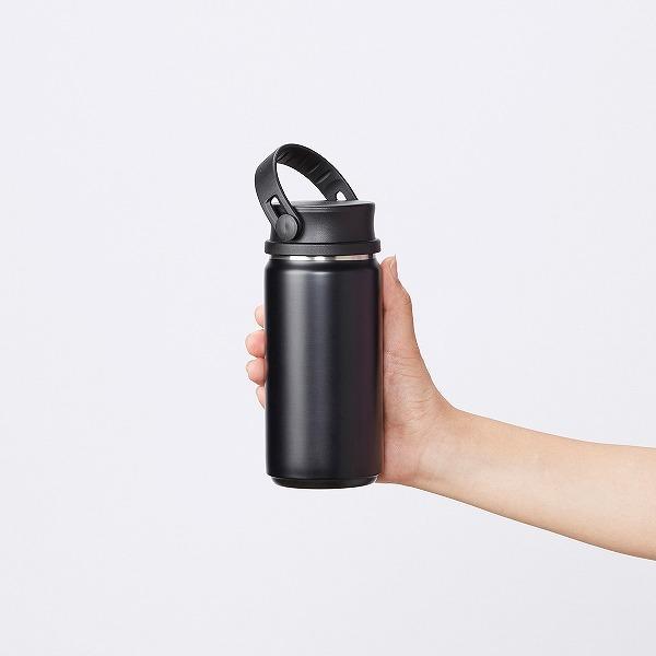 水筒 350ml ボトル マグ おしゃれ 携帯 持ち運び 保冷 保温 アウトドア キャンプ お出掛け 屋外 ハンドル付き 取っ手 持ち手 黒 白 青 赤 【納期A】【toh-350468】