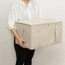 収納ボックス 収納ケース 取っ手付き ダブルファスナー 小物入れ ファブリックケース 衣装ケース マルチ収納 アイボリー 白系 グレー ブラウン 茶 アースカラー 【納期A】【toh-356463】