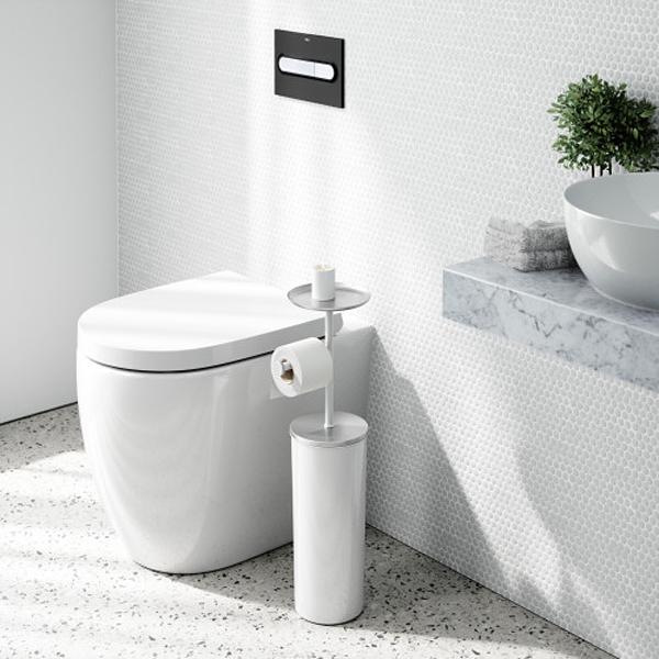 トイレットペーパースタンド トイレットペーパー収納 ラック 自立式 小物置き スタイリッシュ おしゃれ スリム 省スペース コンパクト 天板 トレー 【納期A】【toh-358260】