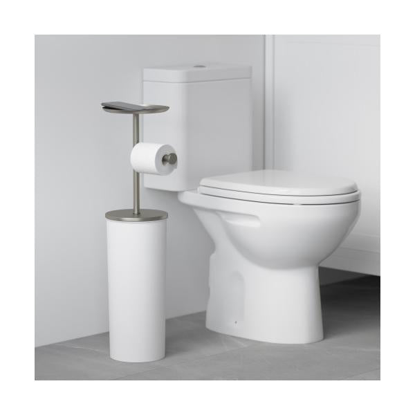 トイレットペーパースタンド トイレットペーパー収納 ラック 自立式 小物置き スタイリッシュ おしゃれ スリム 省スペース コンパクト 天板 トレー 【納期A】【toh-358260】