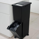 ごみ箱 ゴミ箱 2段 分別 キャスター付き ふた付き 蓋 白 ホワイト 黒 ブラック おしゃれ スタイリッシュ スリム 容量 55L キッチン リビング 【納期A】【toh-359407】