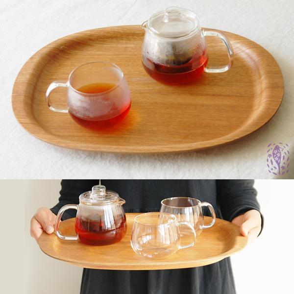 トレー 木製 トレイ お盆 約40cm 楕円形 食器 天然木 ナチュラル おしゃれ カントリー調 カフェ風 北欧 インテリア キントー kinto 【納期A】【toh-375107】