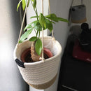ハンキングプランターカバー 鉢カバー 3号 4号 サイズ対応 ロープ 吊り下げ ハンキングプランター用 おしゃれ 観葉植物 インテリアグリーン 床傷防止 カフェ風 【納期A】【toh-394677】