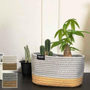 プランターカバー 鉢カバー ワイド 横長 3号 4号 サイズ対応 ロープ おしゃれ 室内 観葉植物 インテリアグリーン 床キズ防止 フローリング カジュアル カフェ風 【納期A】【toh-394679】
