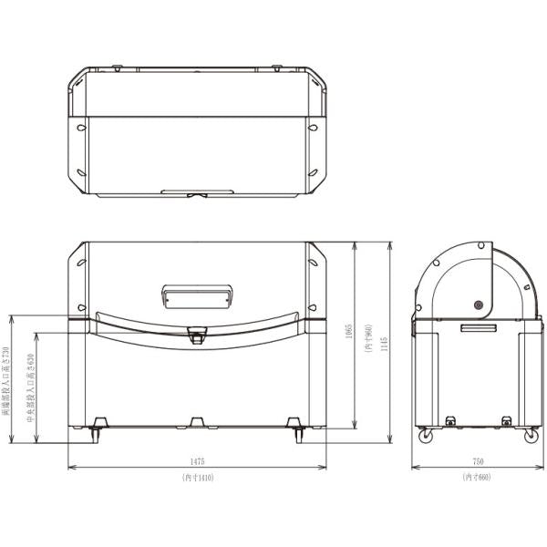 ゴミ箱 超大型 ふた付き キャスターつき 業務用ゴミ箱 ごみ捨て場 ゴミ場 ワイドペール ST800 キャスター付 【納期E】【toh-4973655944752】