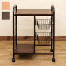 キッチンワゴン カゴつき かご 籠 サイドワゴン 棚付き キャスター付き 収納ワゴン 北欧 おしゃれ リビング ダイニング 玄関 木目 柄 ナチュラル カントリー 【納期B】【uys07】