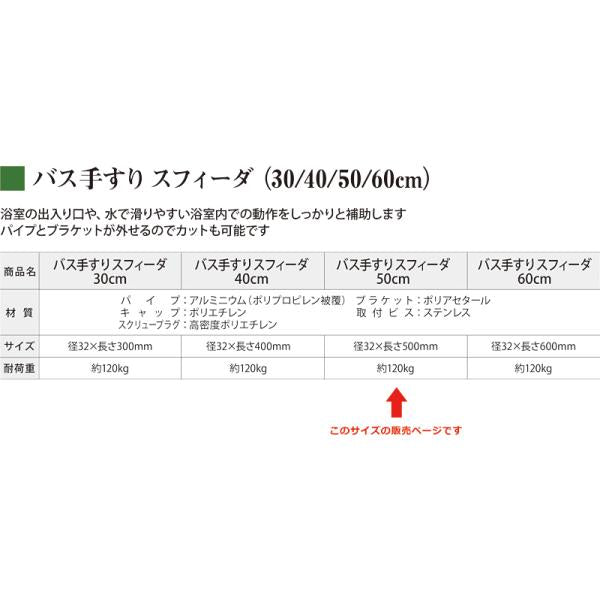 手すり 長さ 50cm サイズ 浴室 お風呂場 バスルーム トイレ 裁断可能 カットできる アルミニウム製 水まわり 対応 後付け 取り付け ビス 玄関 病院 施設 【lic-fjh-0047】